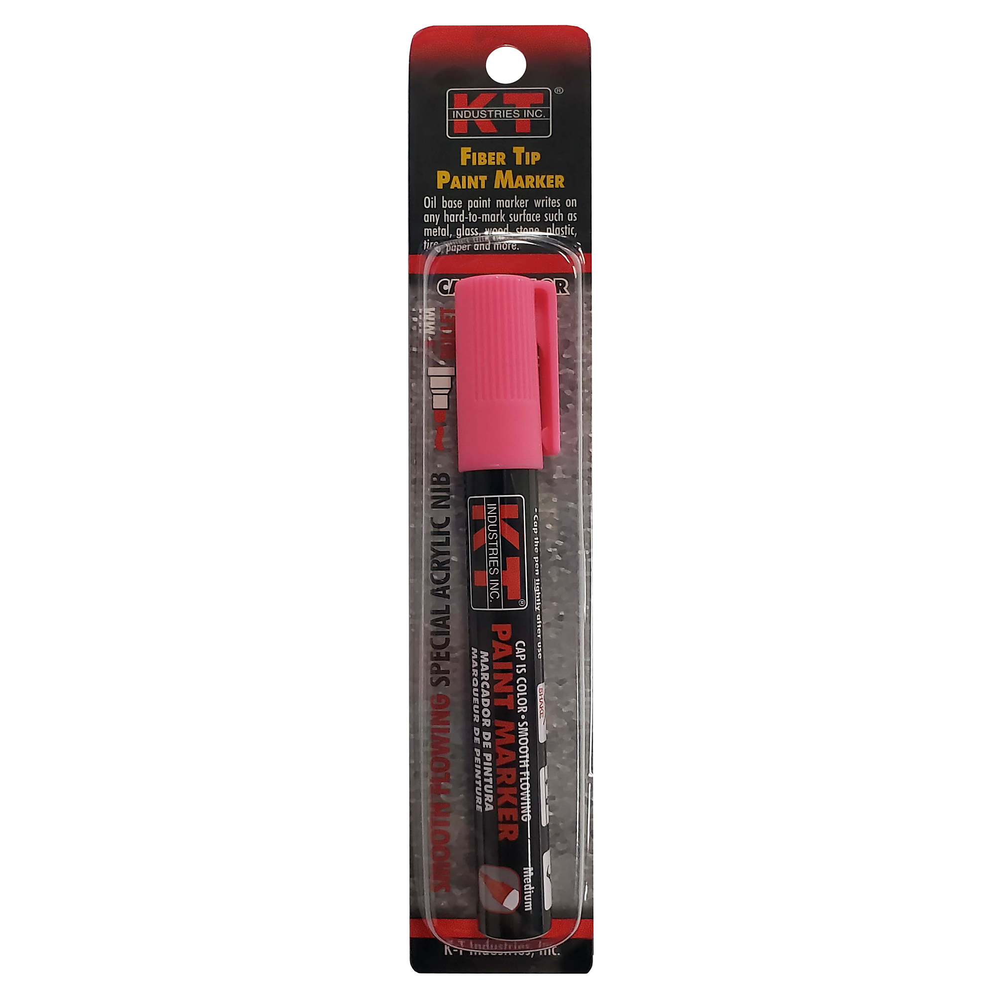 K-T Industries Liquid Paint Marker — Pink, Aluminum Body, Industrial Grade Fiber Nib, Model# 5-0049